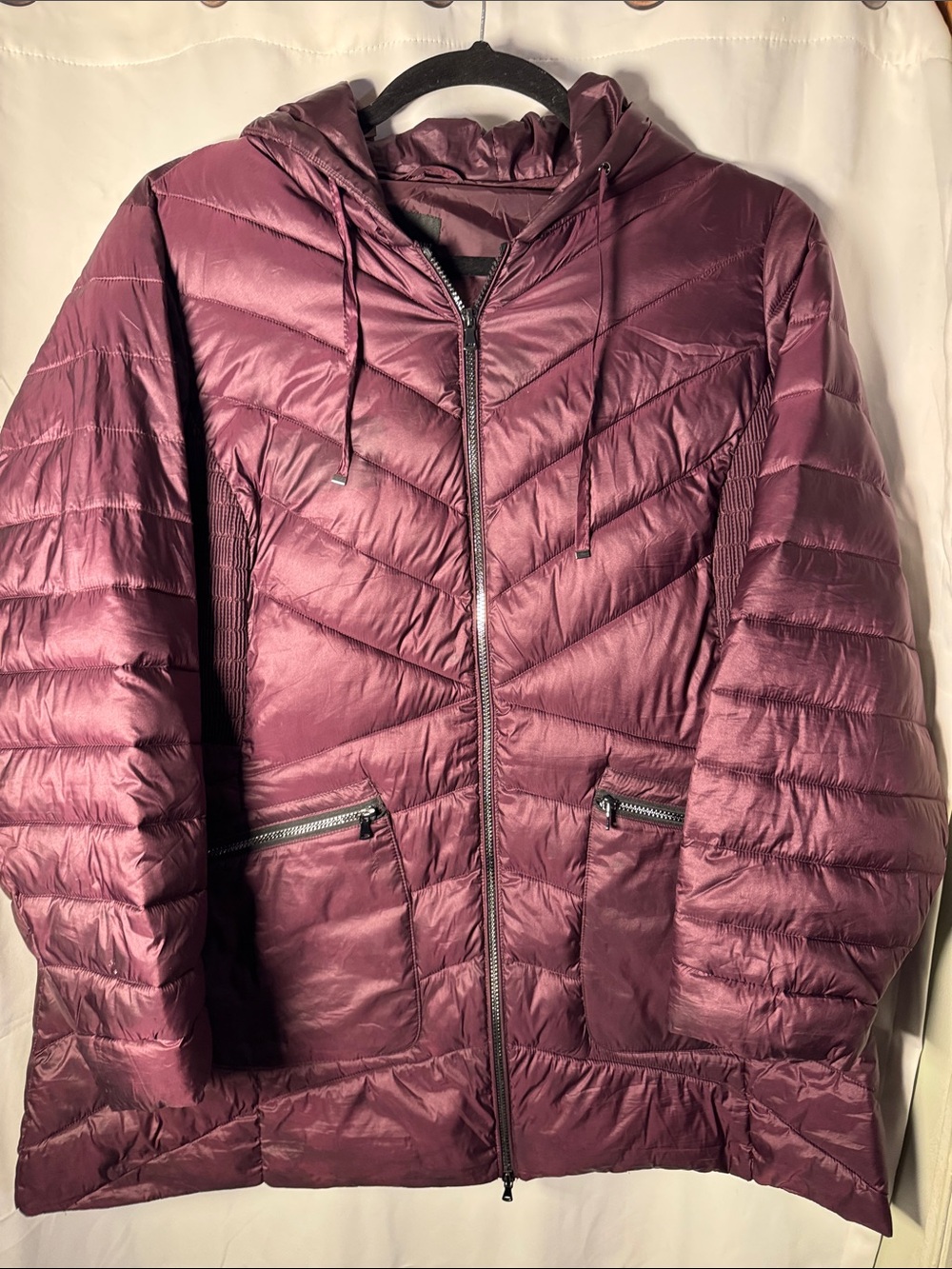 Lane Bryant Puffer Jacket Hooded Burgundy Maroon Plus Size 22/24